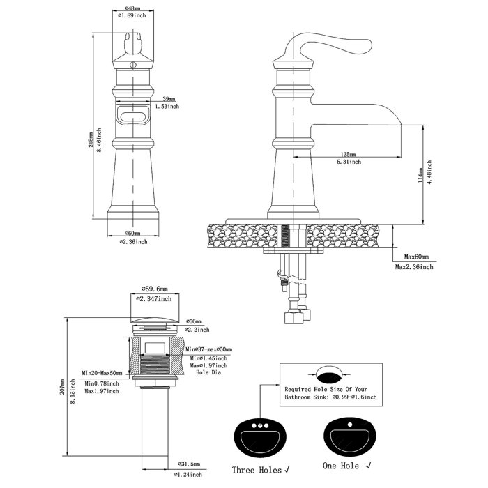 VIBRANTBATH Centerset Faucet Singlehandle Bathroom Faucet with Drain